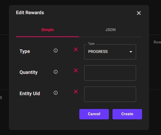 'Edit Rewards' window