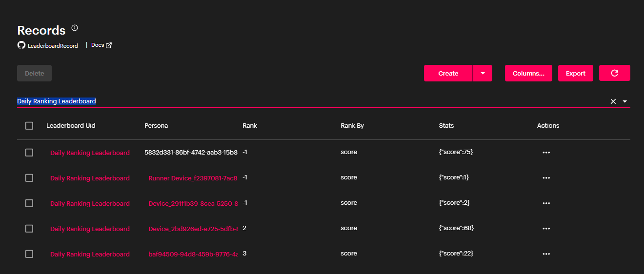Console leaderboard definition search