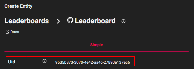 Leaderboards Admin Console - Create Window - Uid