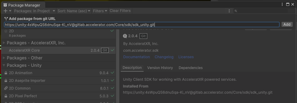 Unity Package Manager - Add Package URL