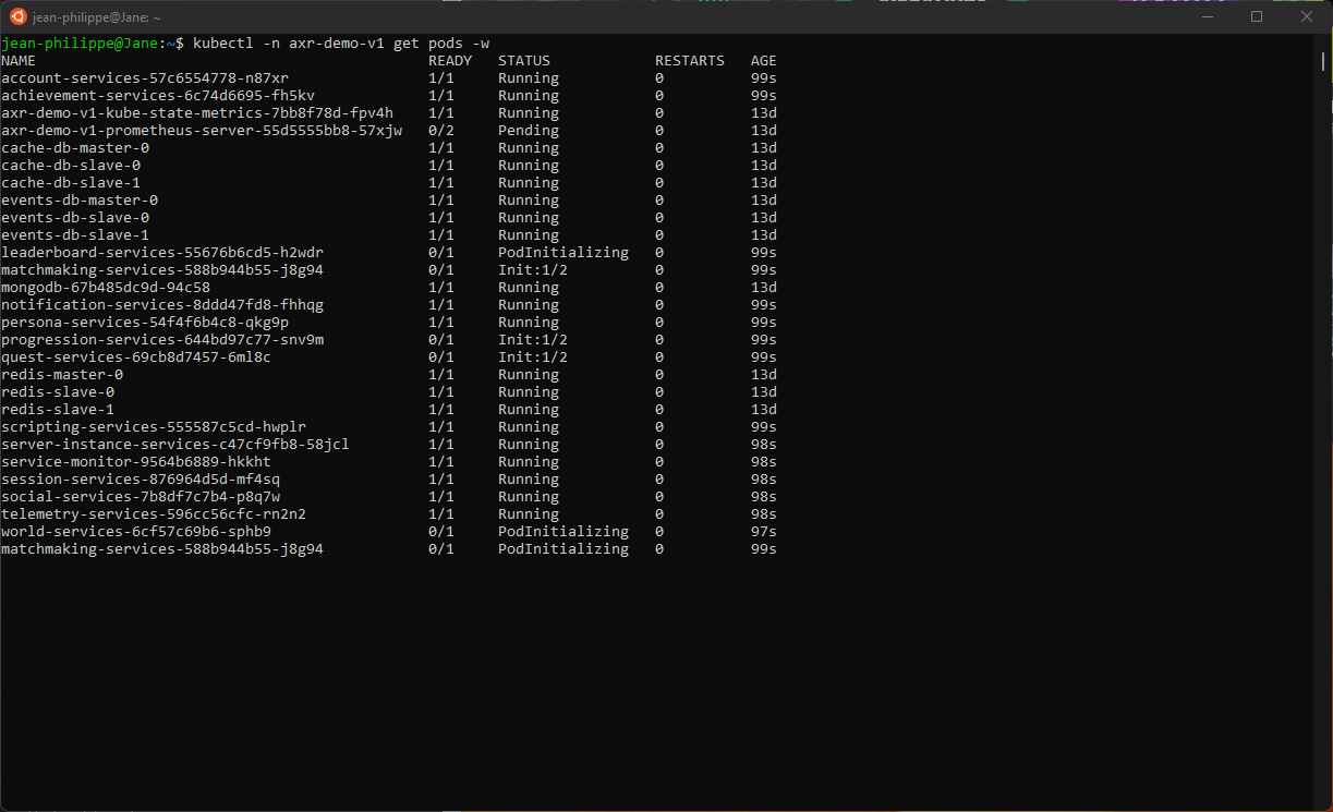 kubectl get pods CLI result