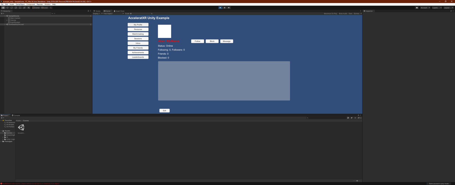 Unity Example Screenshot