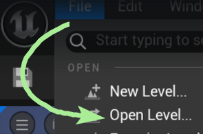 Unreal Editor - Open Level