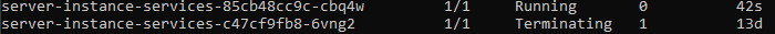 Old pod shutdown CLI result
